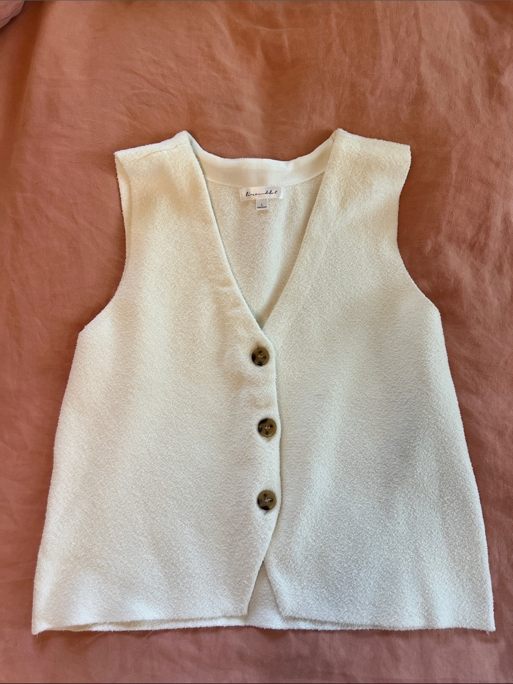 Cream Sleeveless Button-Front Vest